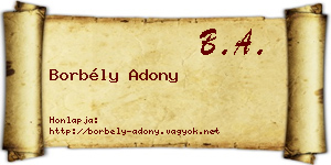 Borbély Adony névjegykártya